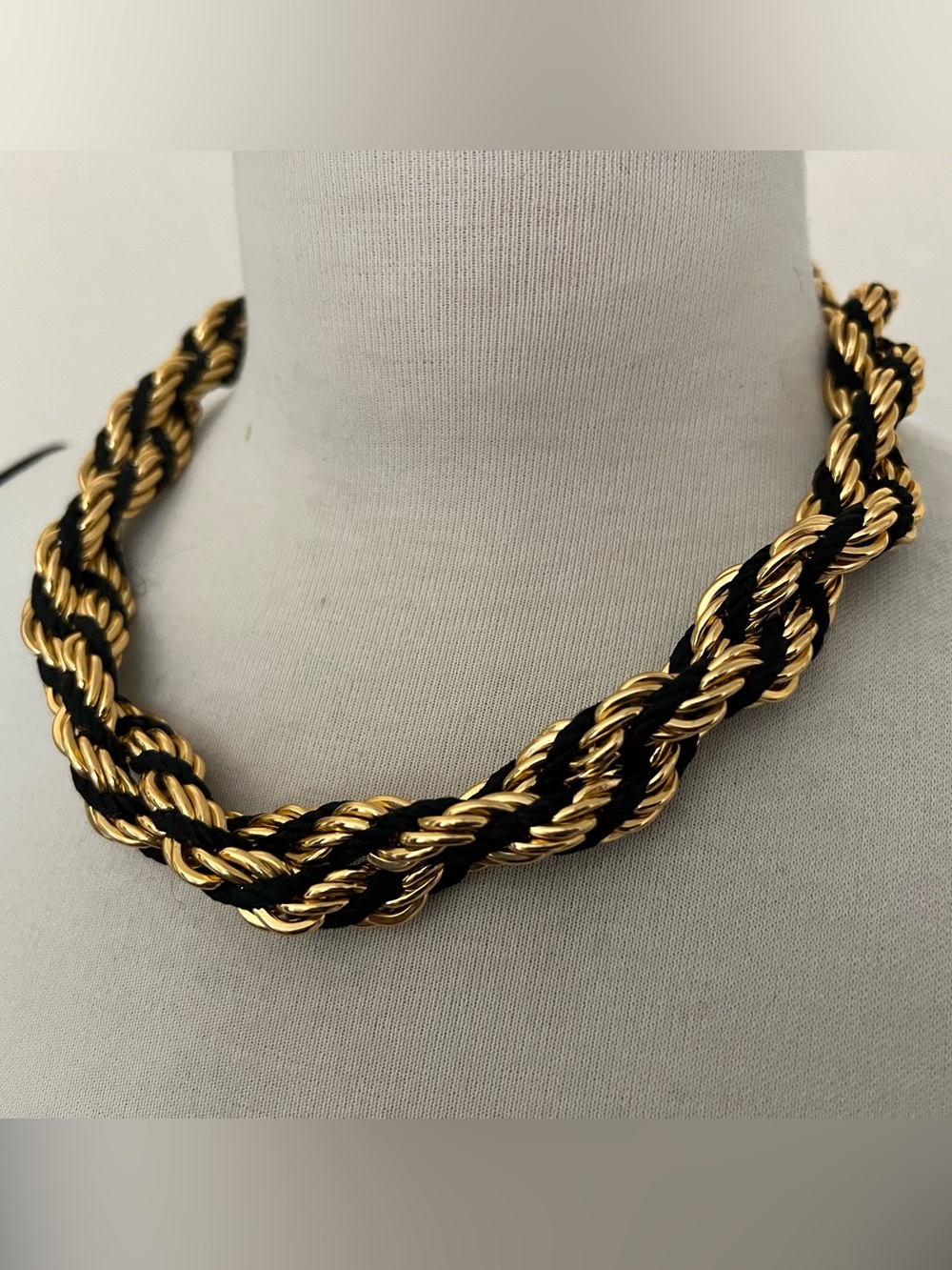 Gold & Black Twisted Large Rope Statement Necklace